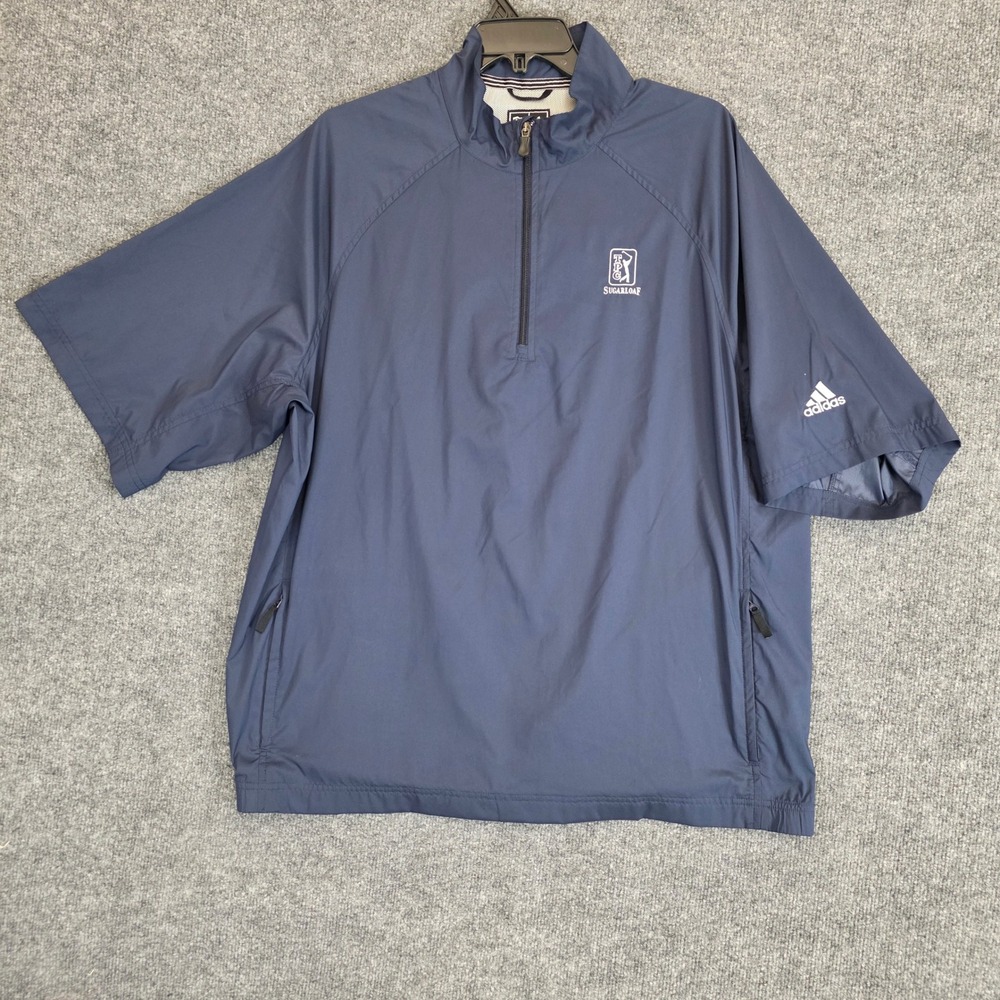 Adidas Quarter Zip Pullover XL Blue TPC Sugarloaf Golf ClimaProof Windbreaker